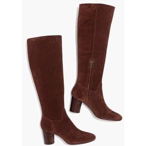 Madewell The Scarlett Tall Boot in suede Leather Brown 6.5 Block Heel ￼￼ Women’s